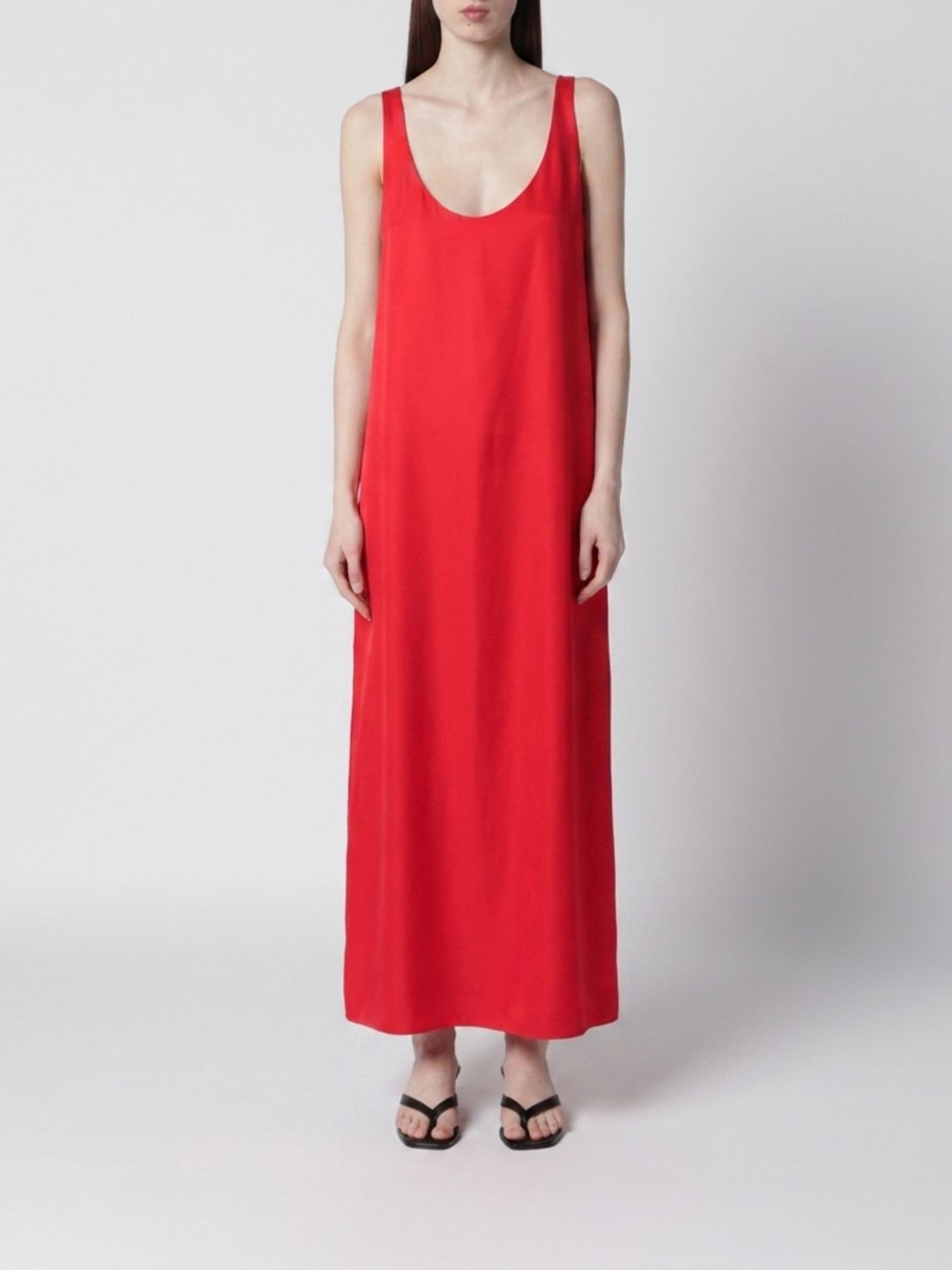 ROHE VESTIDO: Vestido midi de seda Rohe, Rojo - Img 1