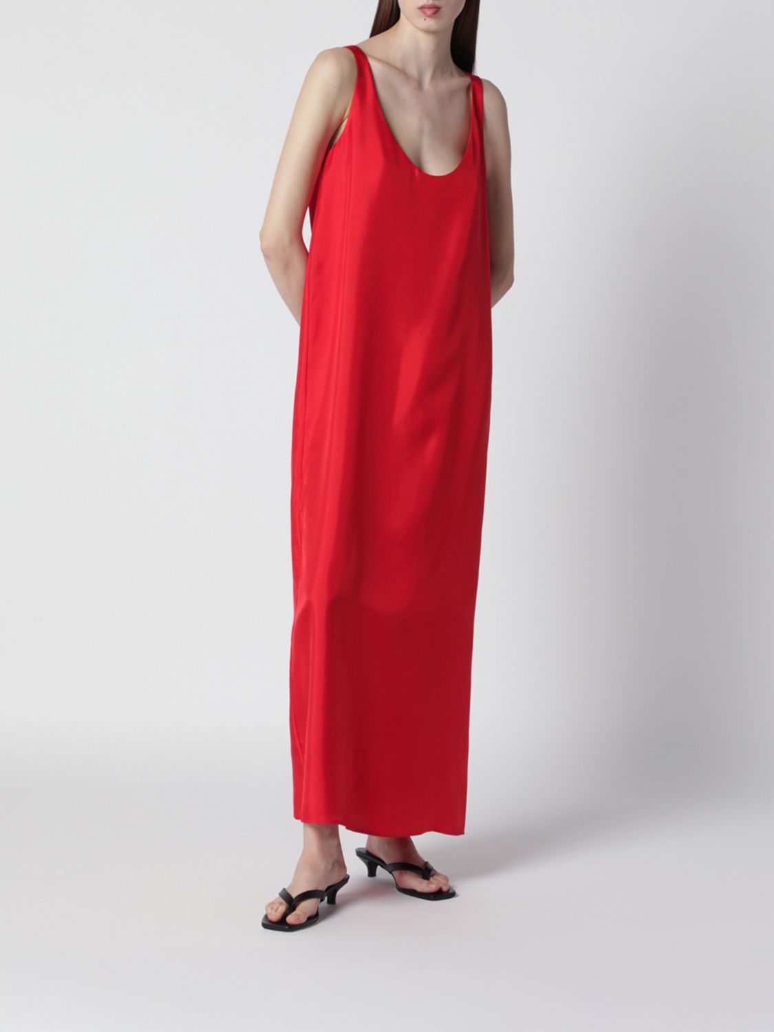 ROHE VESTIDO: Vestido midi de seda Rohe, Rojo - Img 2