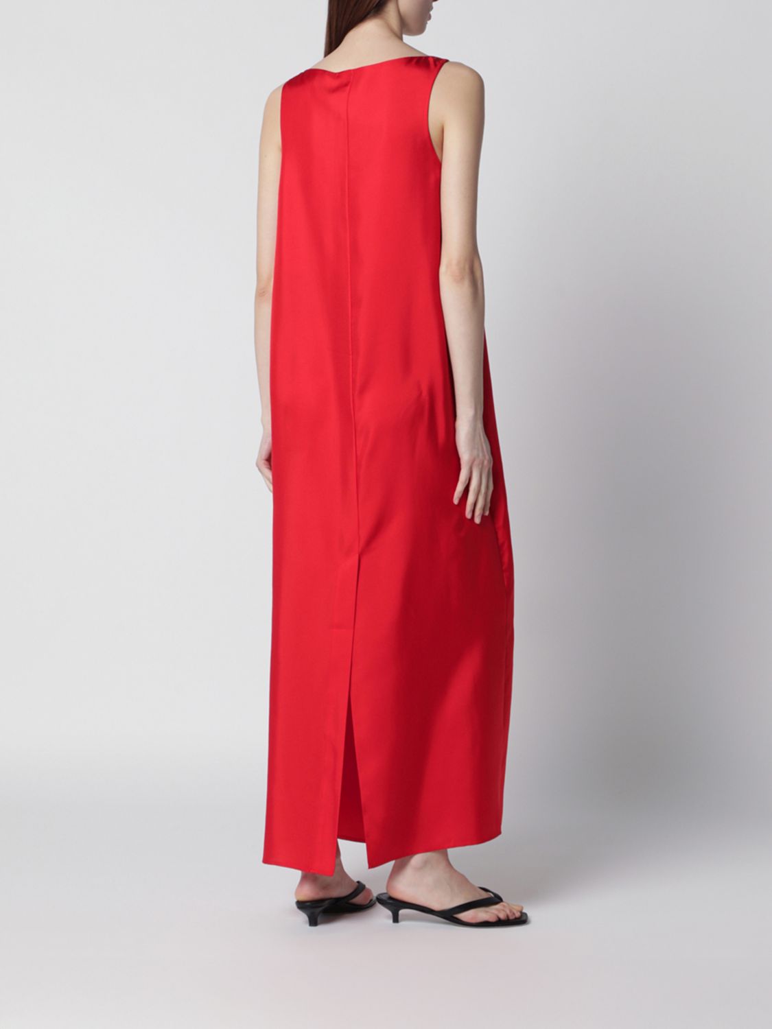 ROHE VESTIDO: Vestido midi de seda Rohe, Rojo - Img 3