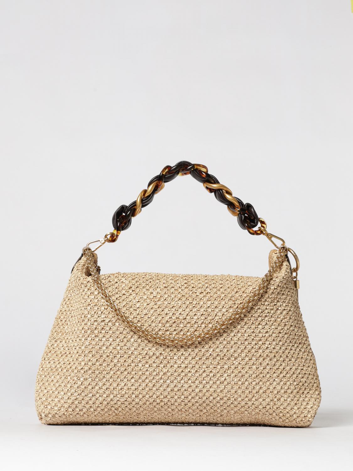 JIMMY CHOO BORSA A SPALLA: Borsa Callie Jimmy Choo in rafia , Beige - Img 1