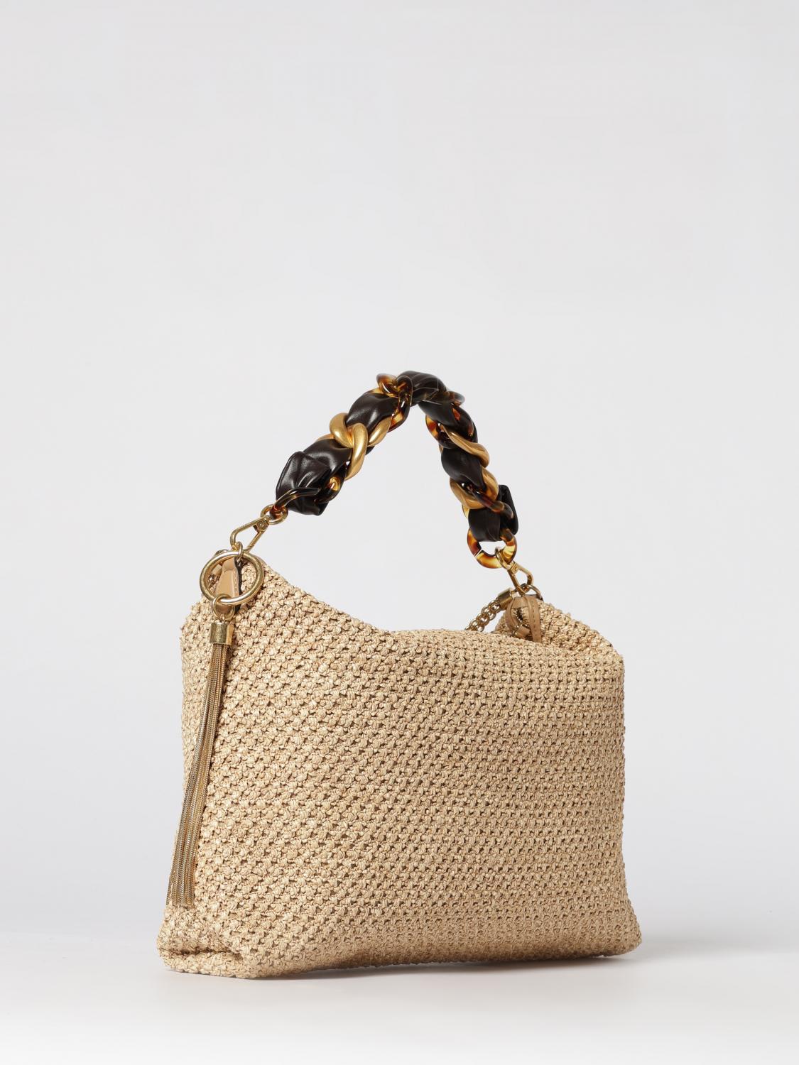 JIMMY CHOO BORSA A SPALLA: Borsa Callie Jimmy Choo in rafia , Beige - Img 2