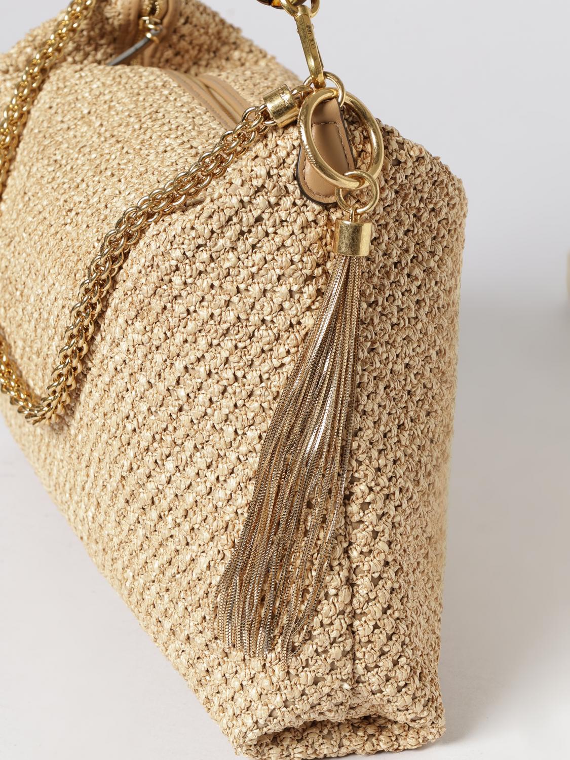 JIMMY CHOO BORSA A SPALLA: Borsa Callie Jimmy Choo in rafia , Beige - Img 3