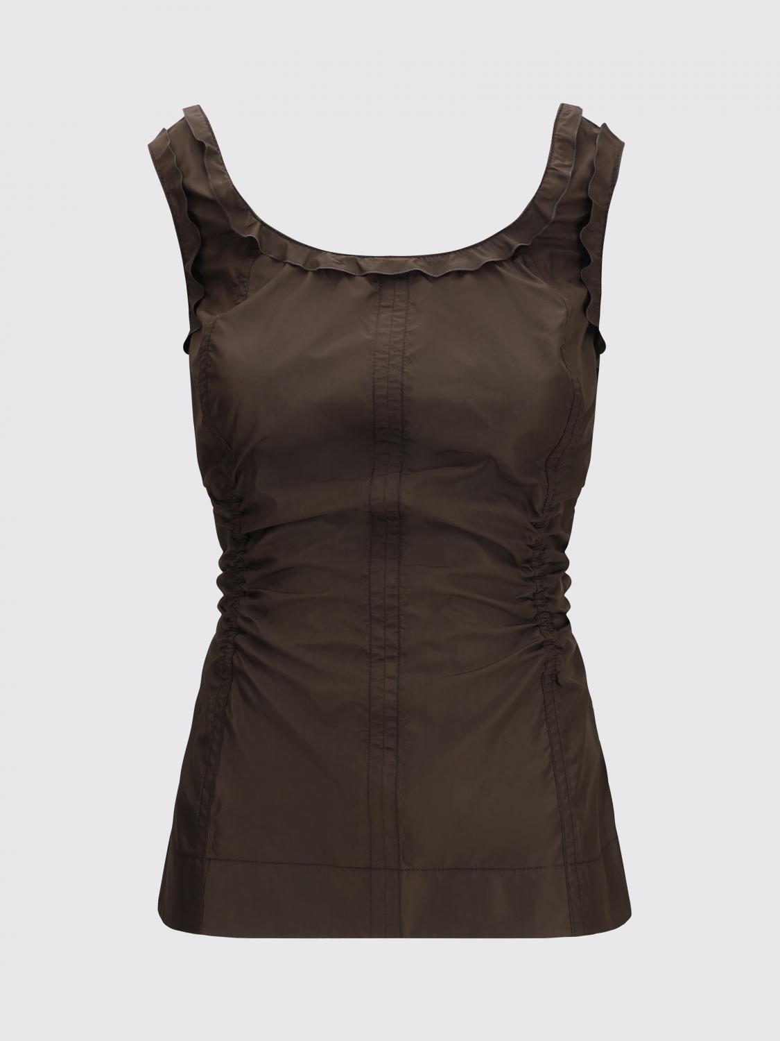 BOTTEGA VENETA CAMICIA: Top Bottega Veneta in seta cut-out, Marrone - Img 2