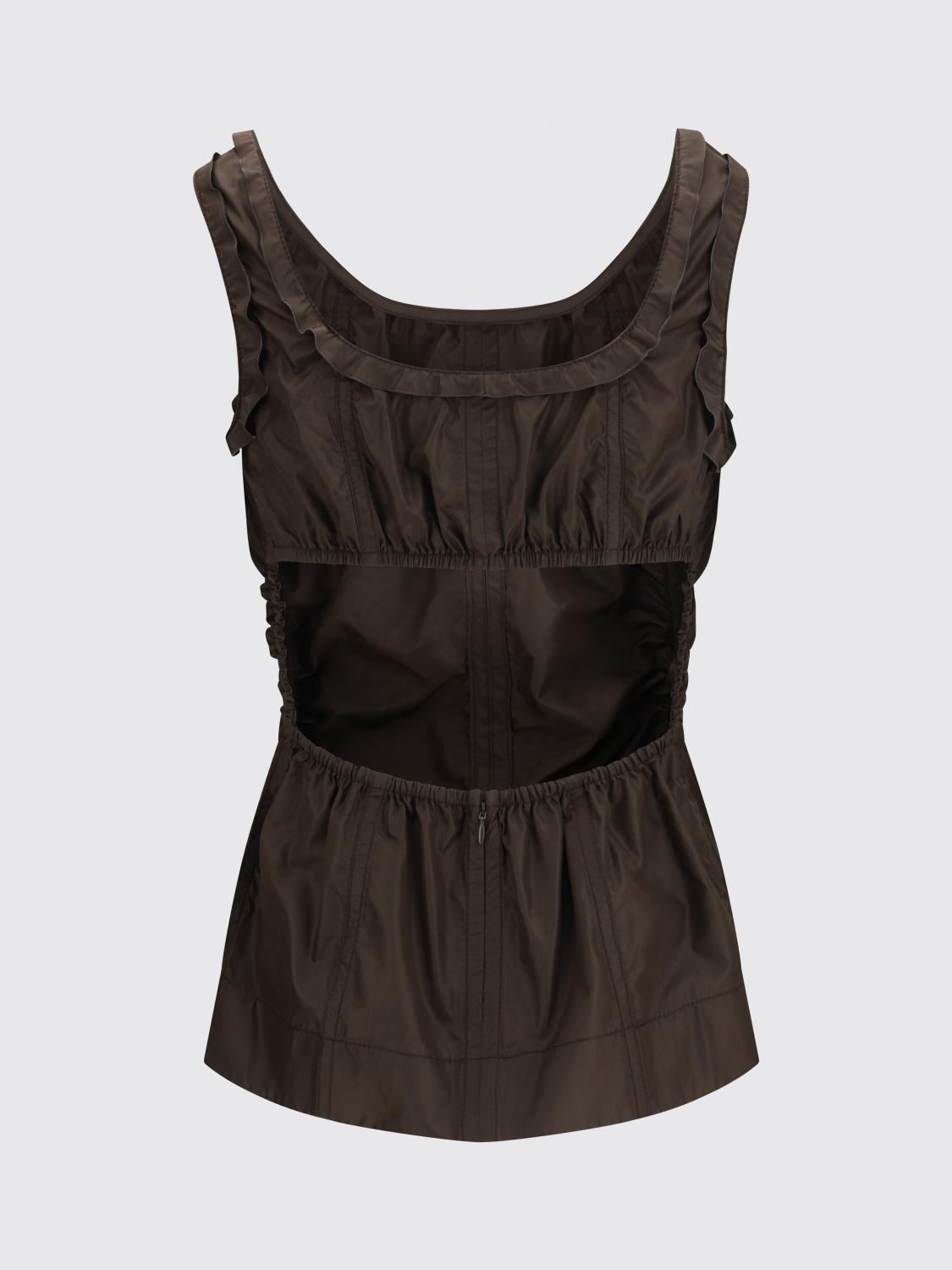 BOTTEGA VENETA CAMICIA: Top Bottega Veneta in seta cut-out, Marrone - Img 3