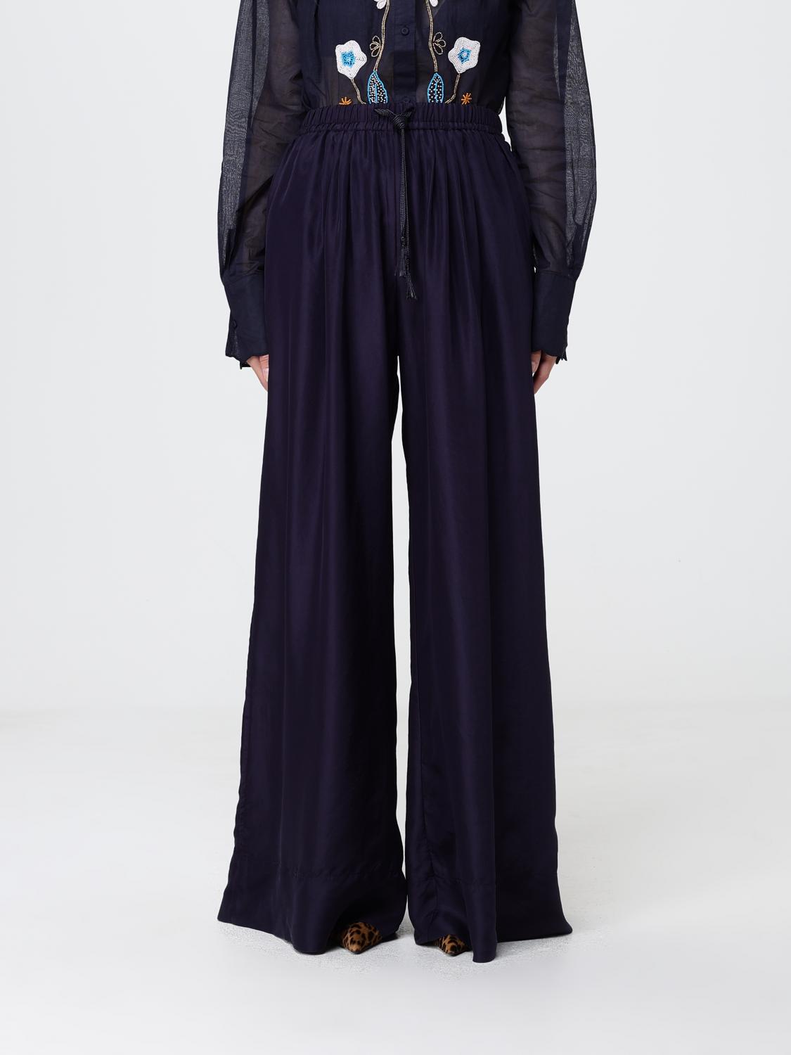 FORTE FORTE PANTALONES: Pantalones palazzo de seda Forte Forte, Azul Oscuro - Img 1