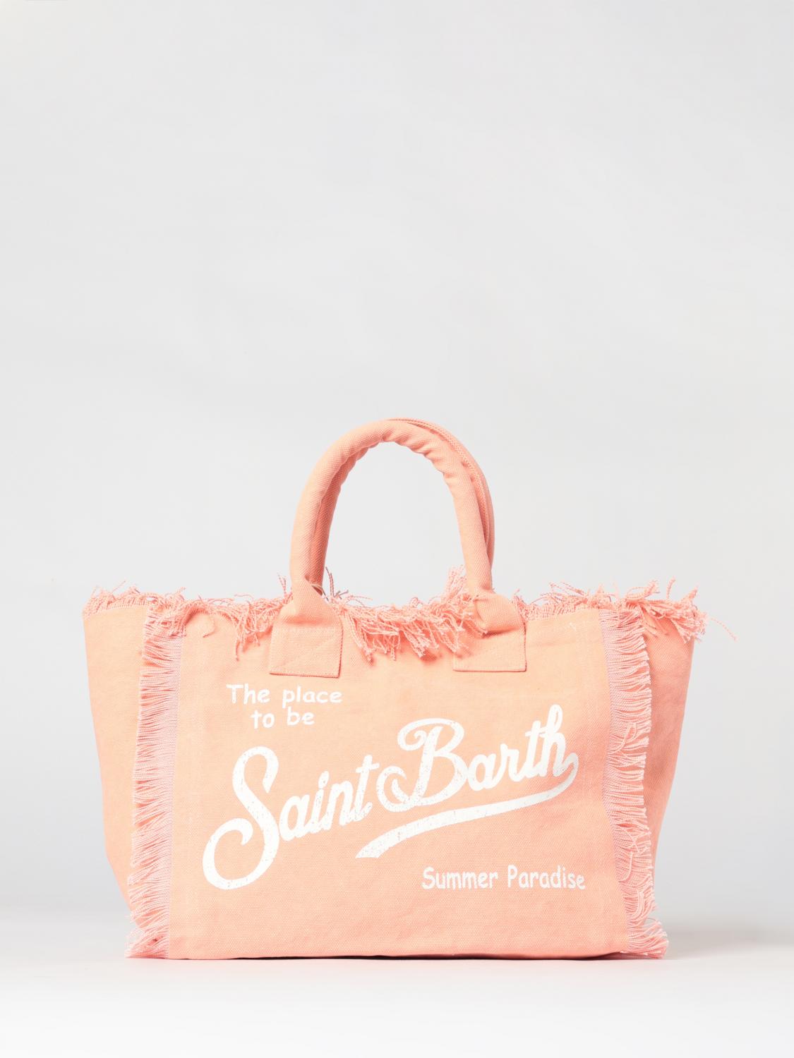 MC2 SAINT BARTH BORSA MINI: Borsa Vanity MC2 Saint Barth in cotone stampato con logo , Pesca - Img 1