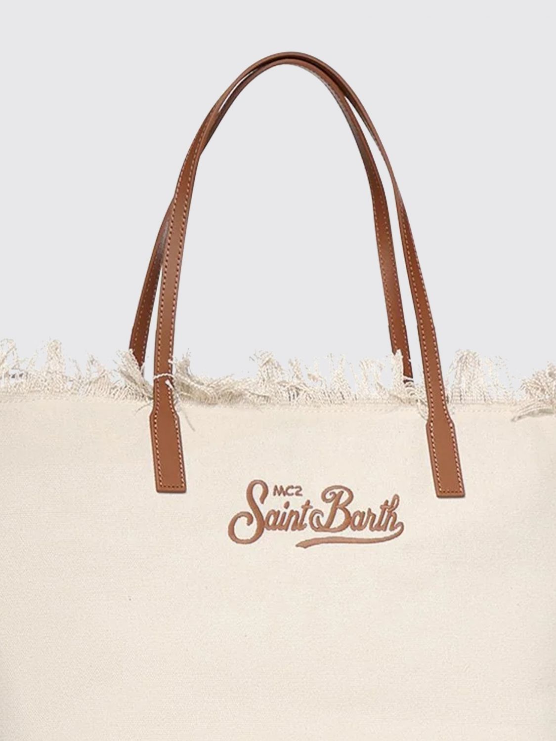 MC2 SAINT BARTH BORSA TOTE: Borsa a spalla in misto cotone con logo Mc2 Saint Barth, Bianco - Img 3