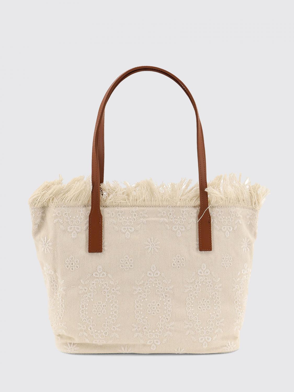 MC2 SAINT BARTH BORSA TOTE: Borsa a spalla in misto cotone con logo Mc2 Saint Barth, Bianco 2 - Img 2
