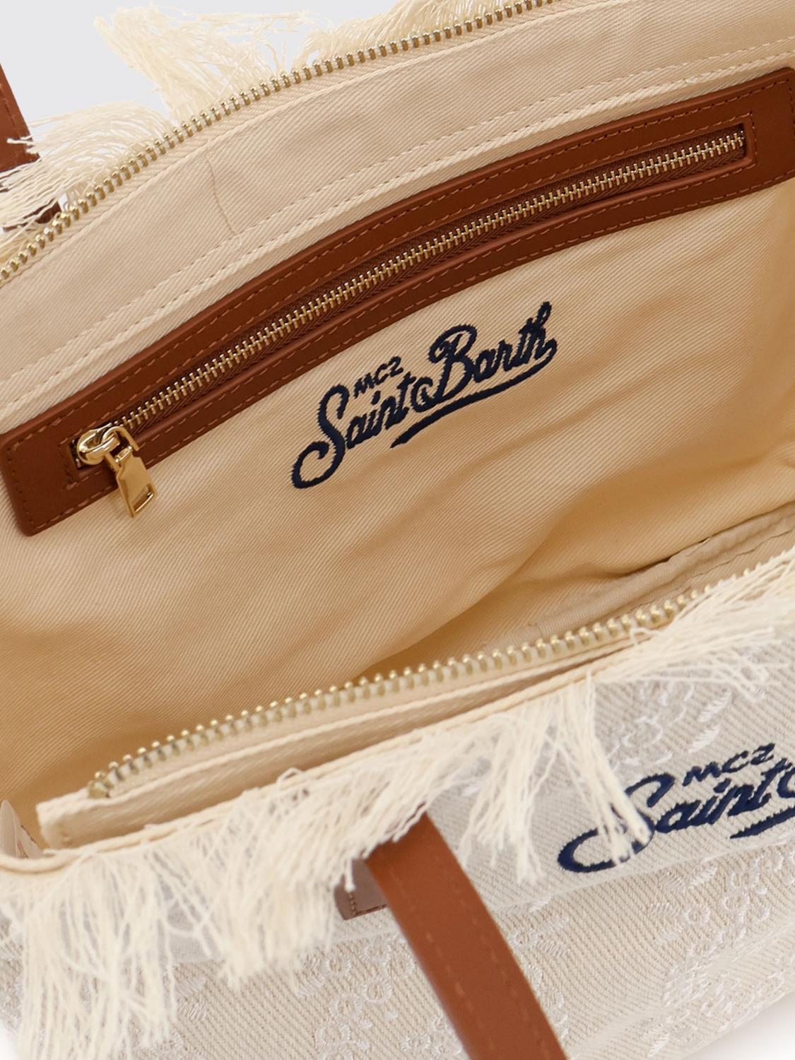 MC2 SAINT BARTH BORSA TOTE: Borsa a spalla in misto cotone con logo Mc2 Saint Barth, Bianco 2 - Img 4