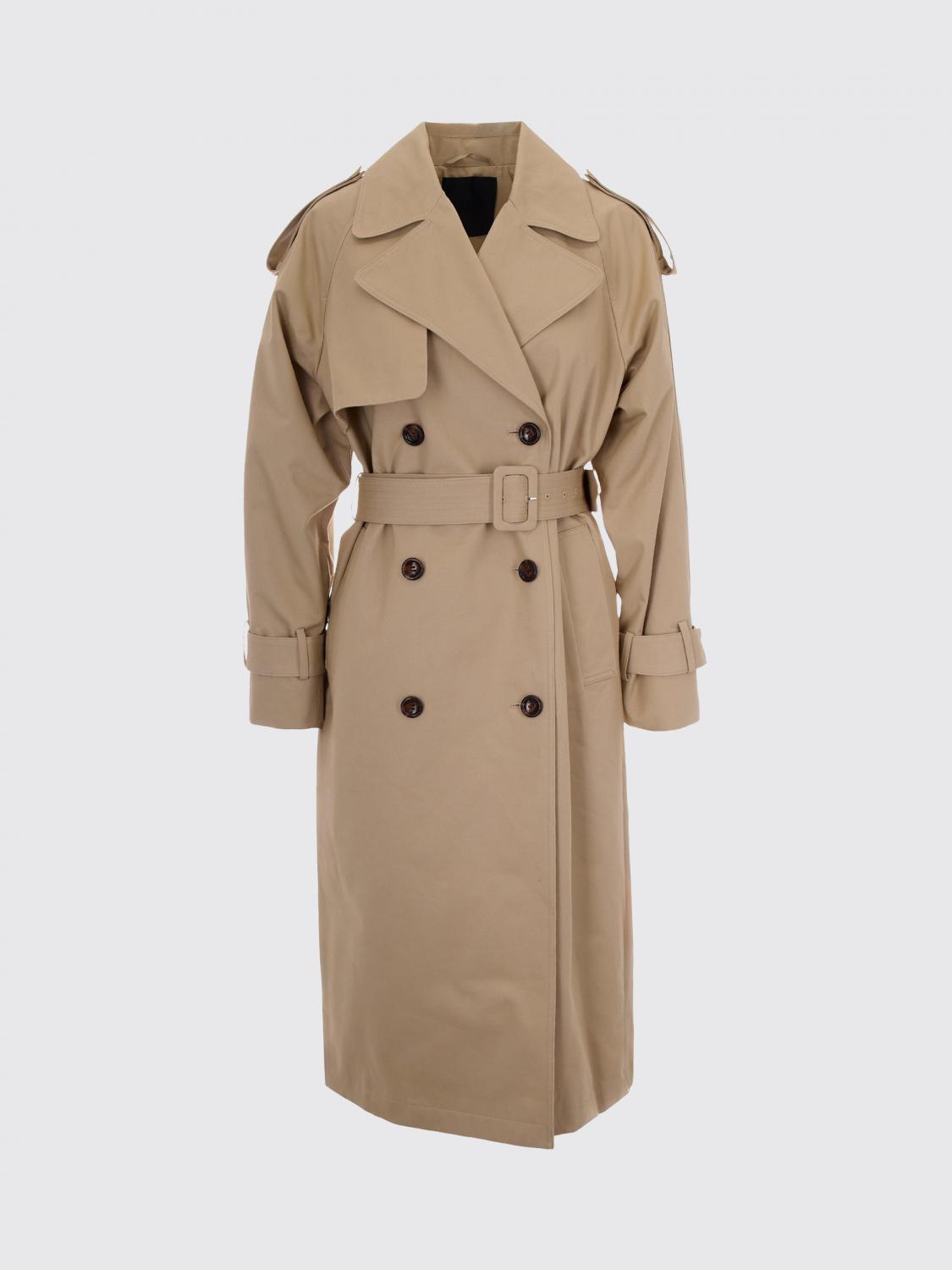 LIU JO JACKET: Long Double-Breasted Cotton Gabardine Trench Coat Liu Jo, Coffee - Img 2