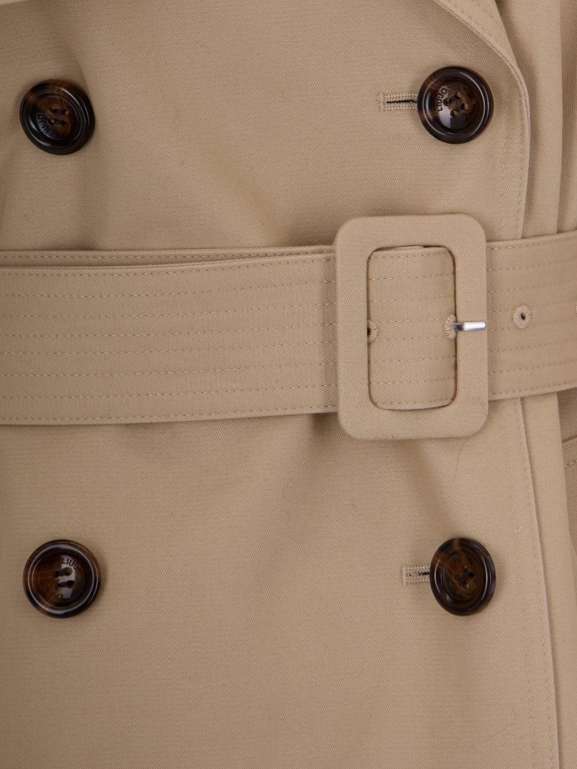 LIU JO JACKET: Long Double-Breasted Cotton Gabardine Trench Coat Liu Jo, Coffee - Img 4