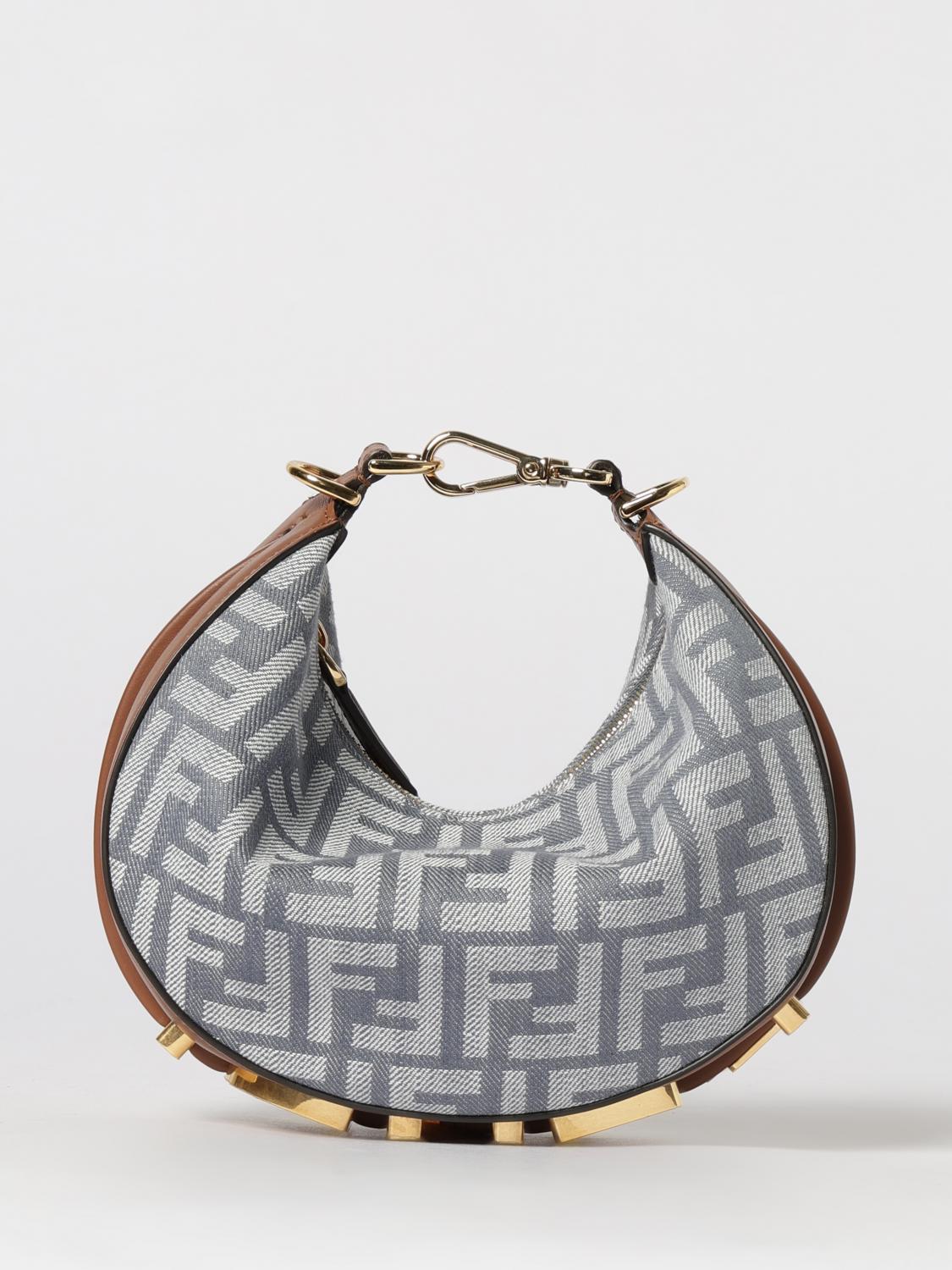 FENDI BORSA MINI: Borsa Fendigraphy Fendi in denim con monogram FF jacquard , Azzurro - Img 1