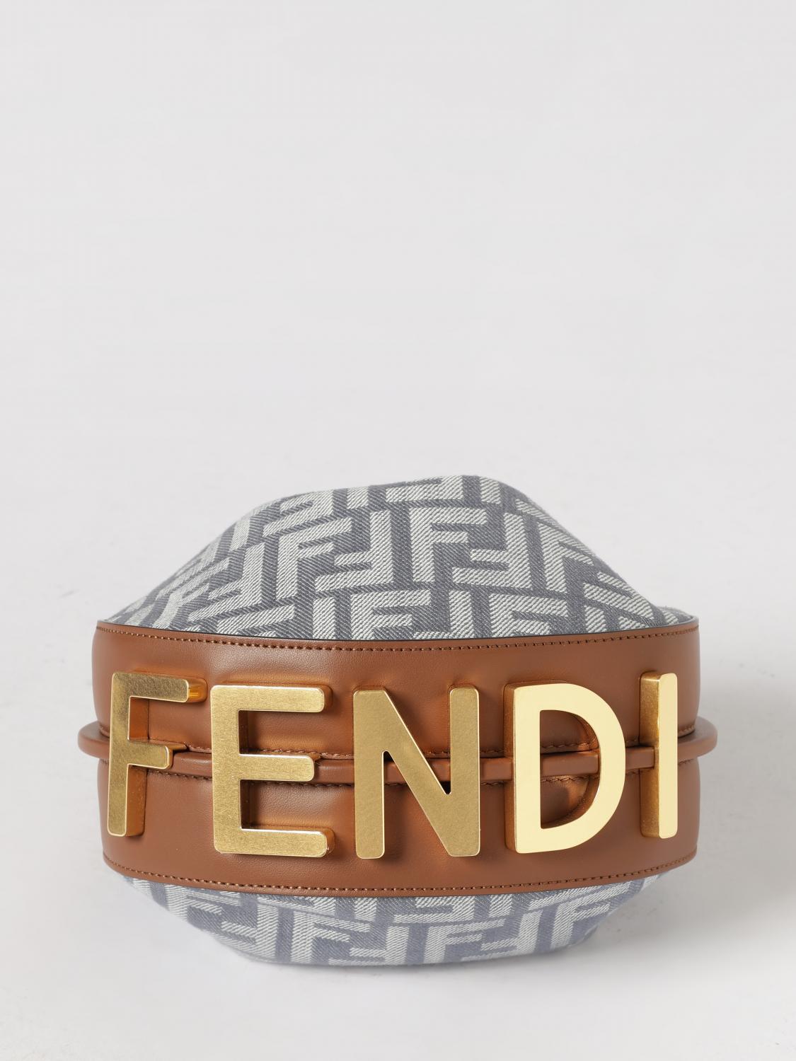 FENDI BORSA MINI: Borsa Fendigraphy Fendi in denim con monogram FF jacquard , Azzurro - Img 4