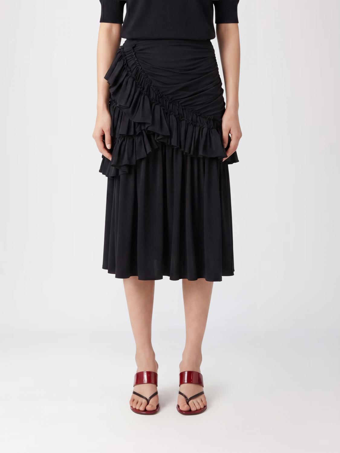 DRIES VAN NOTEN FALDA: Falda de algodón con volantes Dries Van Noten, Negro - Img 1