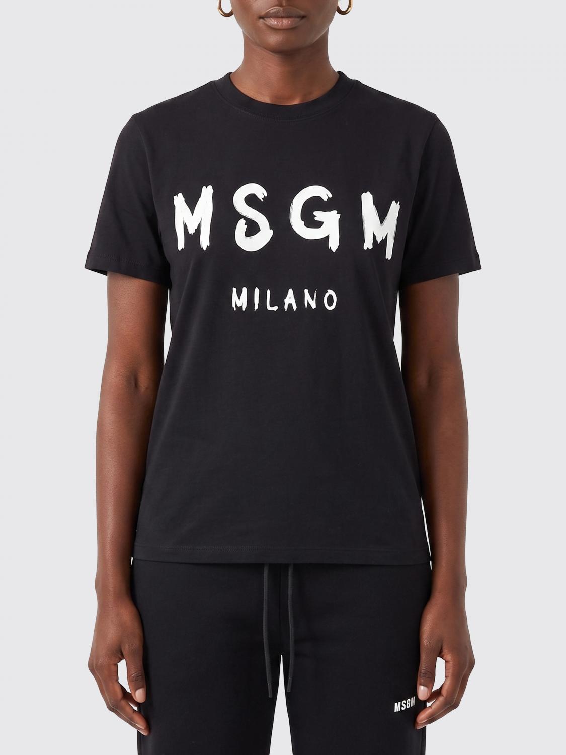 MSGM CAMISETA: Camisetas de algodón con logo MSGM, Negro - Img 1