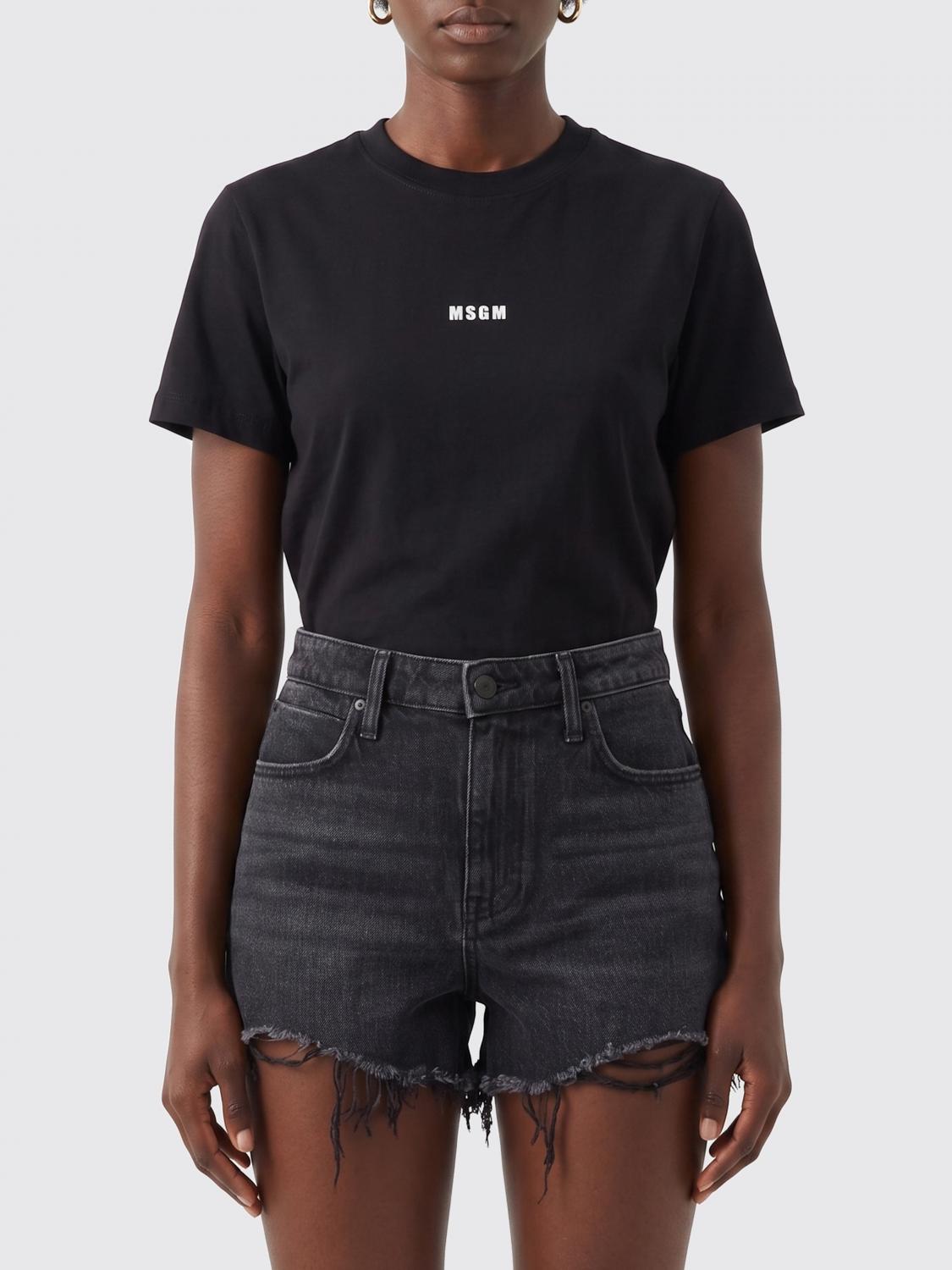 MSGM CAMISETA: Camisetas de algodón con logo MSGM, Negro - Img 1