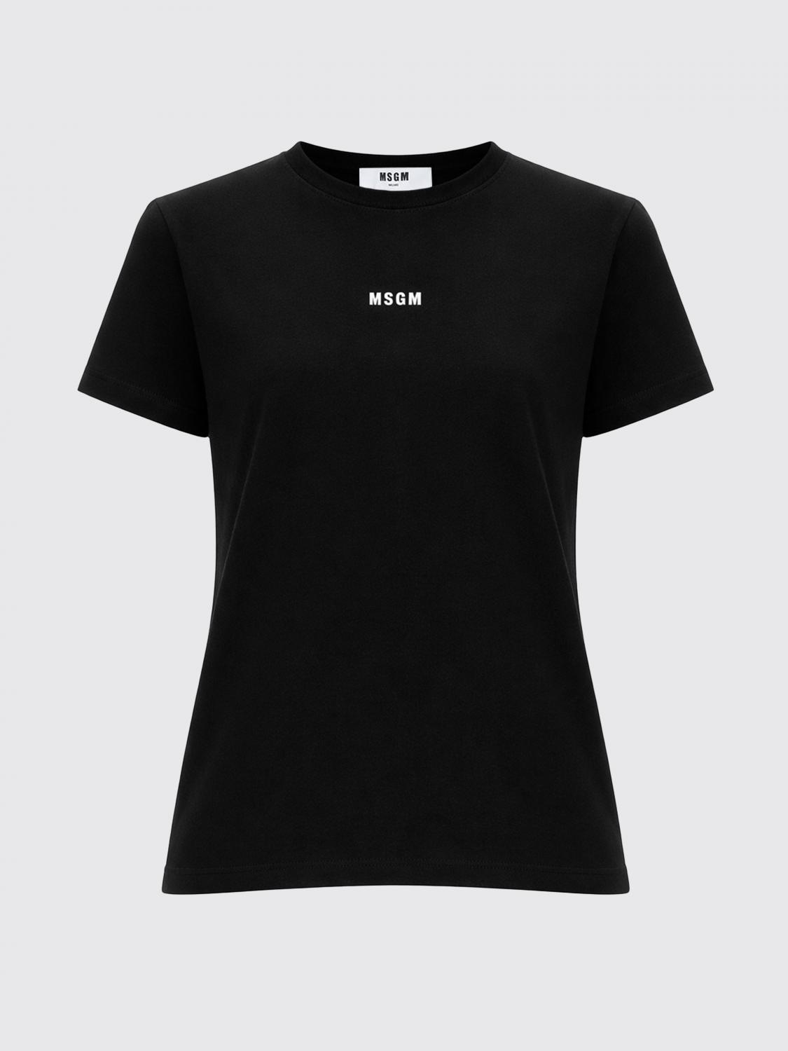 MSGM CAMISETA: Camisetas de algodón con logo MSGM, Negro - Img 2
