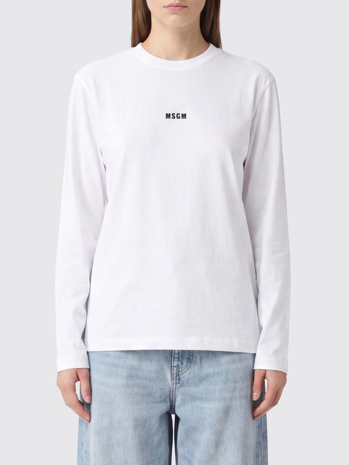 MSGM T-SHIRTS: T-shirts in cotone con logo MSGM, Bianco - Img 1