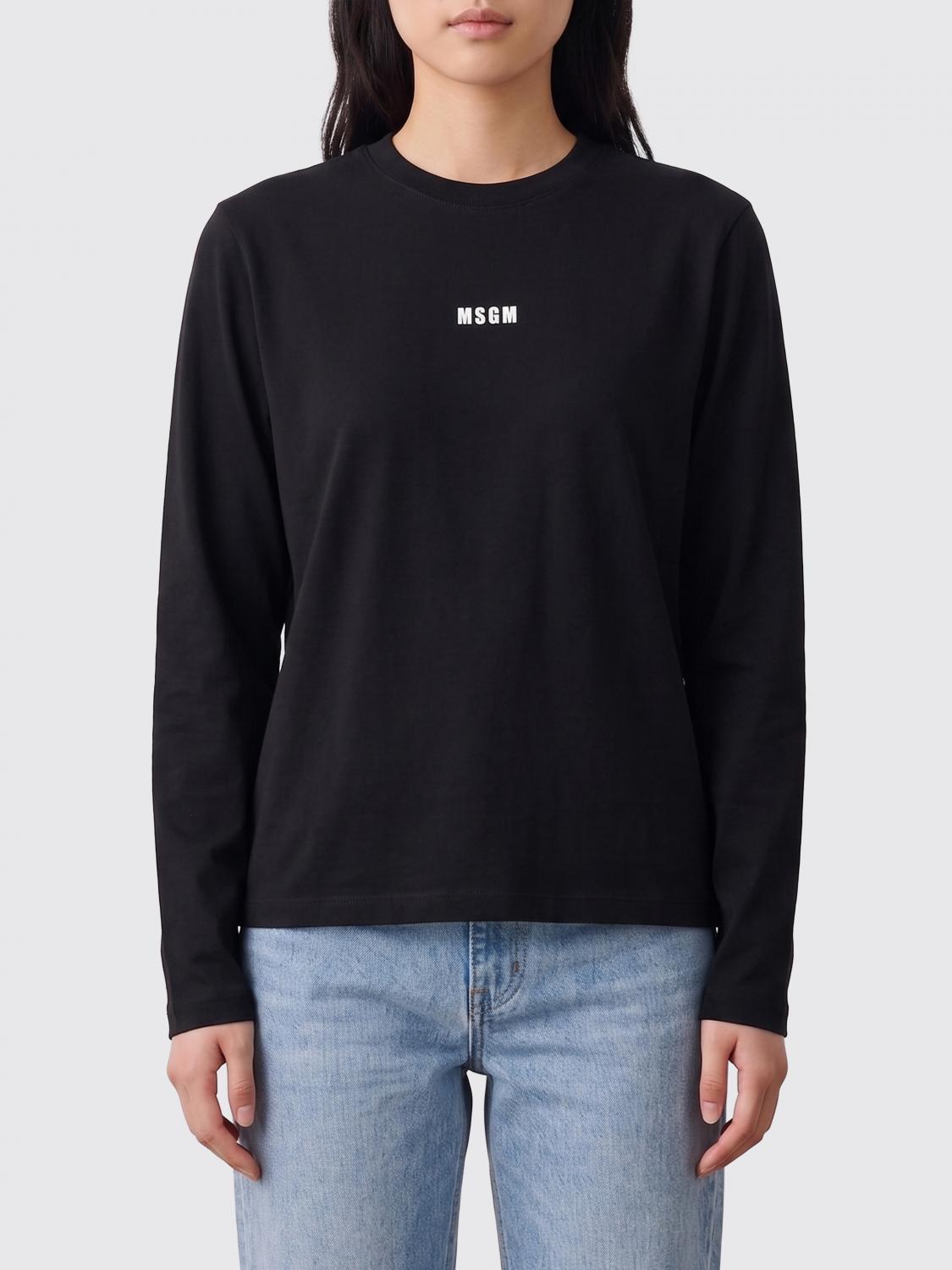 MSGM T-SHIRTS: T-shirts in cotone con logo MSGM, Nero - Img 1