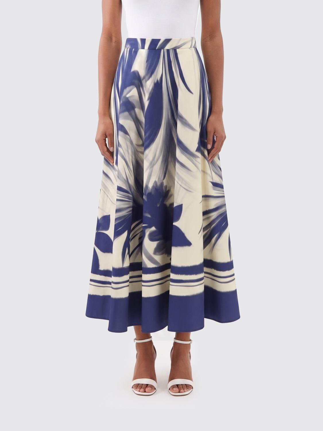 SARA ROKA GONNA: Gonna in cotone stampata Sara Roka, Blue Navy - Img 1