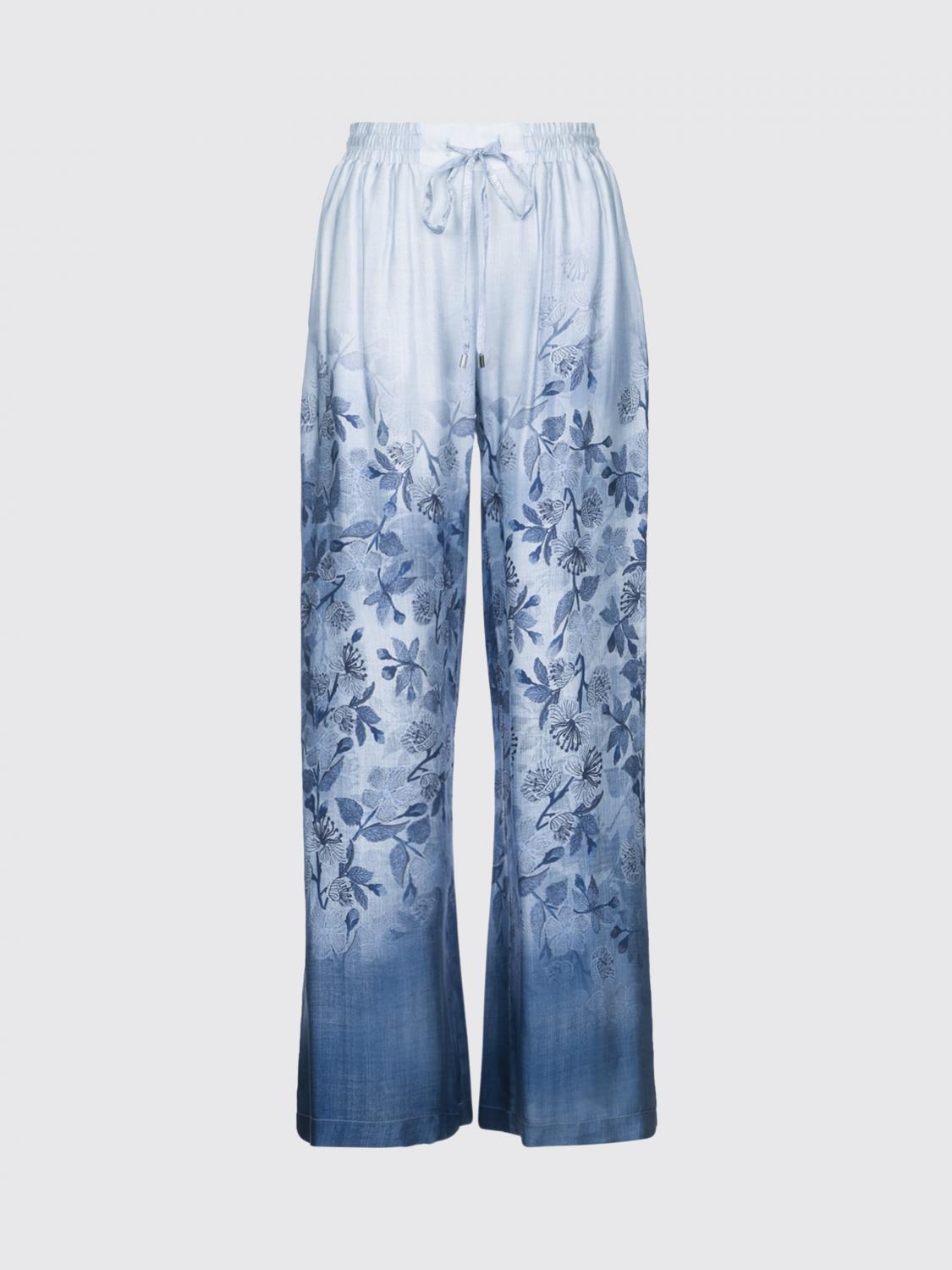 ERMANNO FIRENZE PANTALONI: Pantaloni wide-leg Ermanno Firenze in raso con stampa floreale , Denim - Img 2