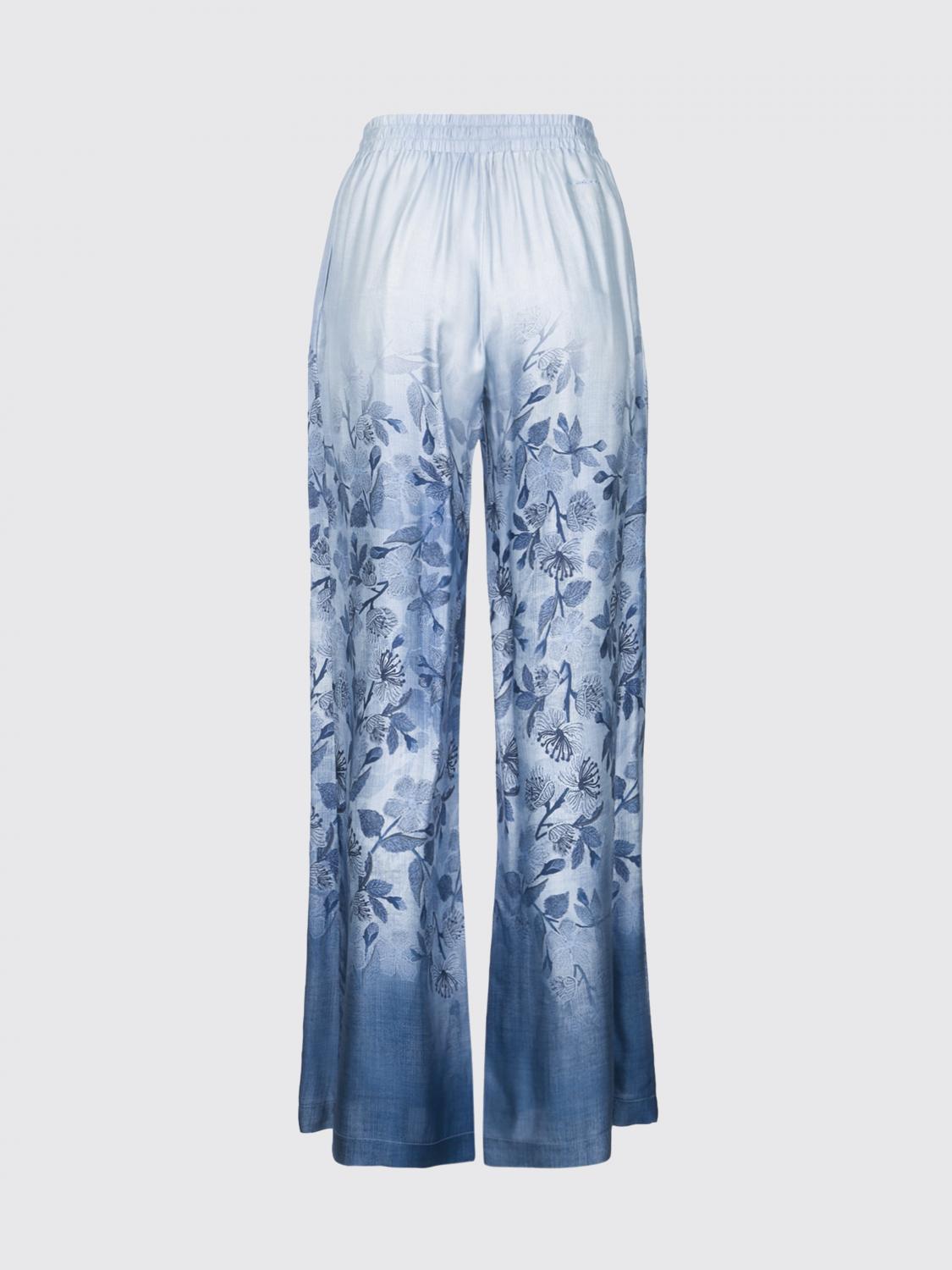 ERMANNO FIRENZE PANTALONI: Pantaloni wide-leg Ermanno Firenze in raso con stampa floreale , Denim - Img 3
