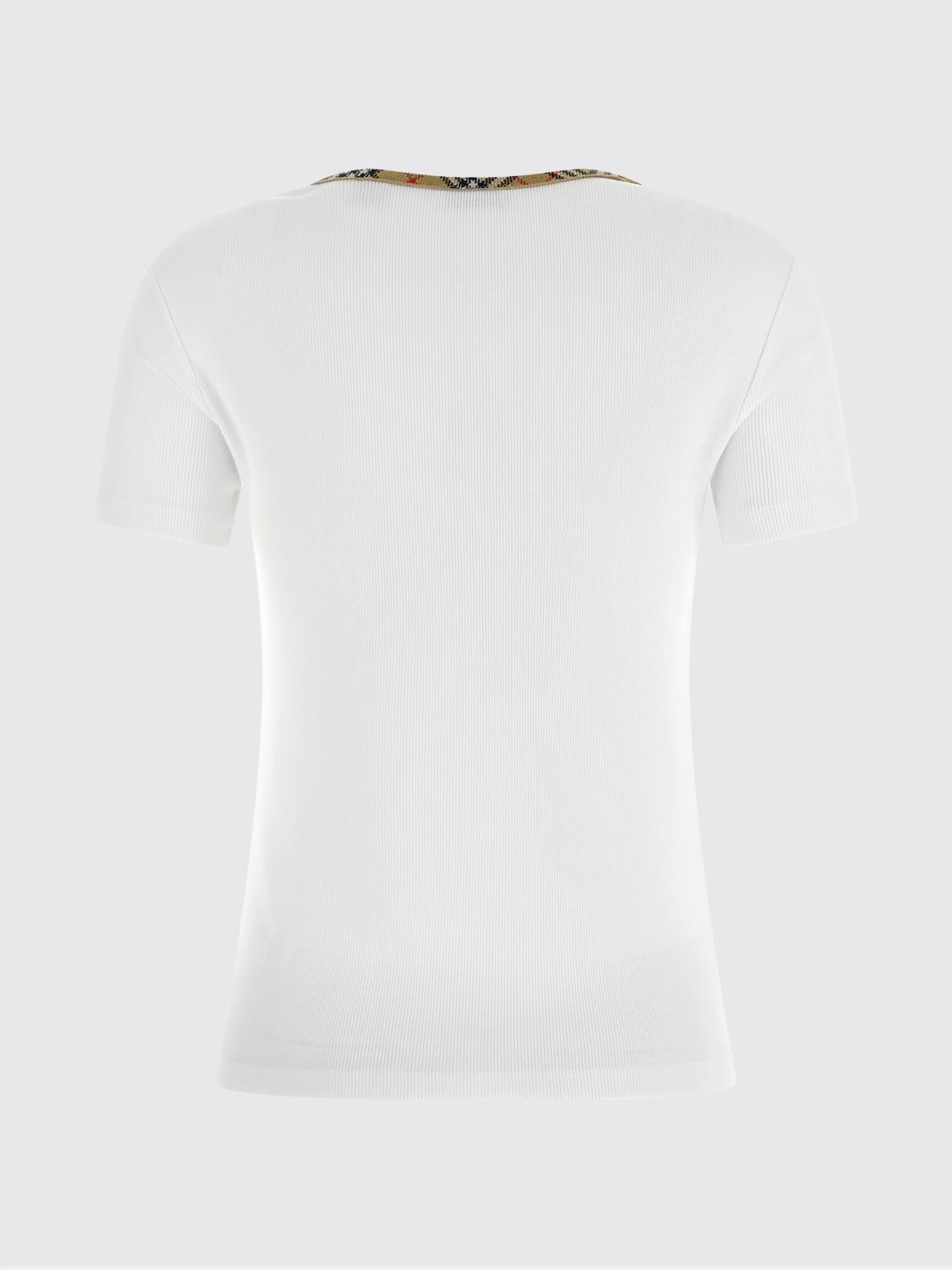 BURBERRY T-SHIRTS: T-shirts in cotone con dettagli check Burberry, Bianco - Img 3