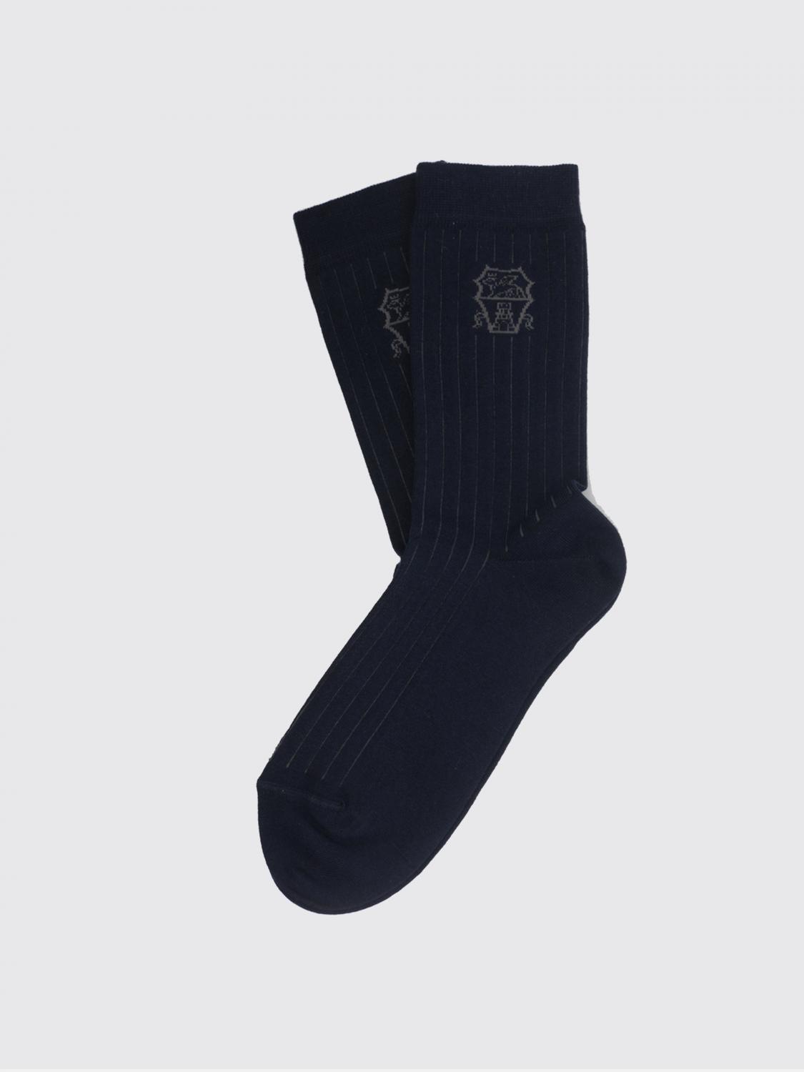 BRUNELLO CUCINELLI 삭스: Brunello Cucinelli 로고 리브 코튼 양말, 블랙 - Img 1