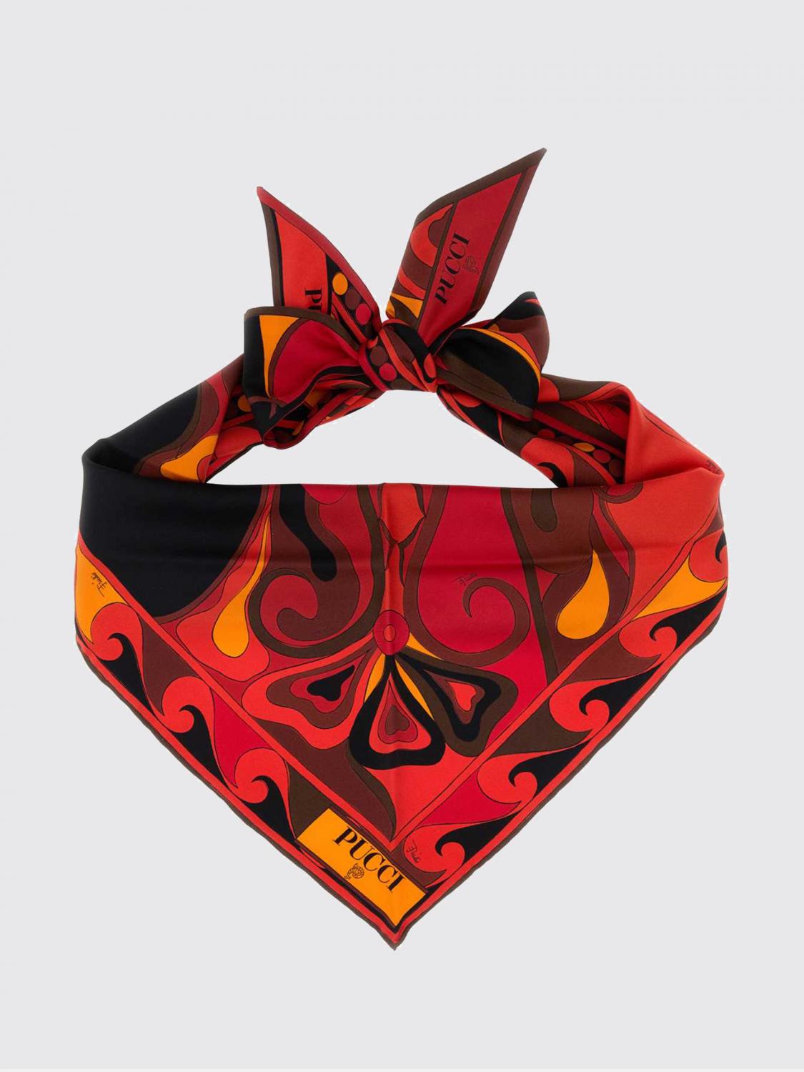 PUCCI FOULARD: Foulard Pucci in twill di seta stampata , Arancione - Img 1