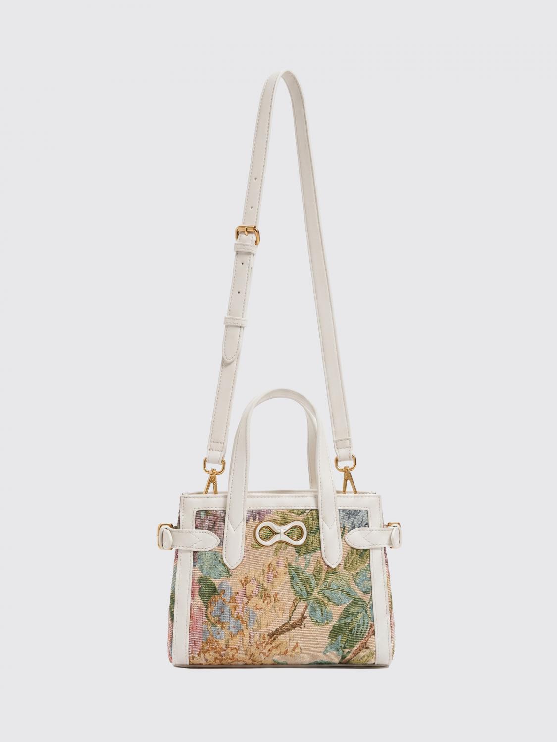 TWINSET BORSA A MANO: Borsa a mano Twinset in canvas a stampa floreale con doppio manico e tracolla, Fantasia - Img 1