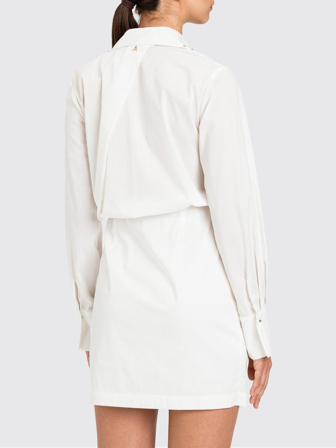 ACTITUDE TWINSET ABITO: Mini abito chemisier Actitude Twinset a portafoglio in cotone con collo gioiello, Bianco - Img 2