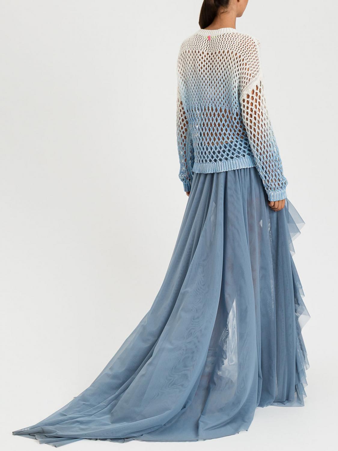 ACTITUDE TWINSET GONNA: Gonna in tulle asimmetrica Actitude Twinset, Blue - Img 2