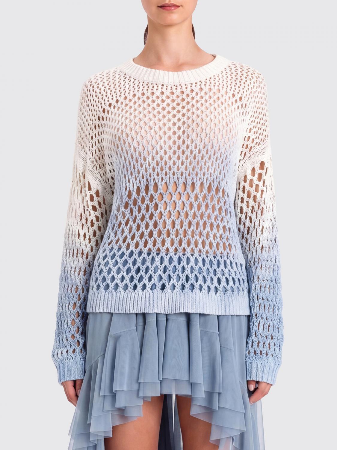 ACTITUDE TWINSET PULLOVER: Actitude Twinset Netz-Baumwollstricktop, Blau - Img 1