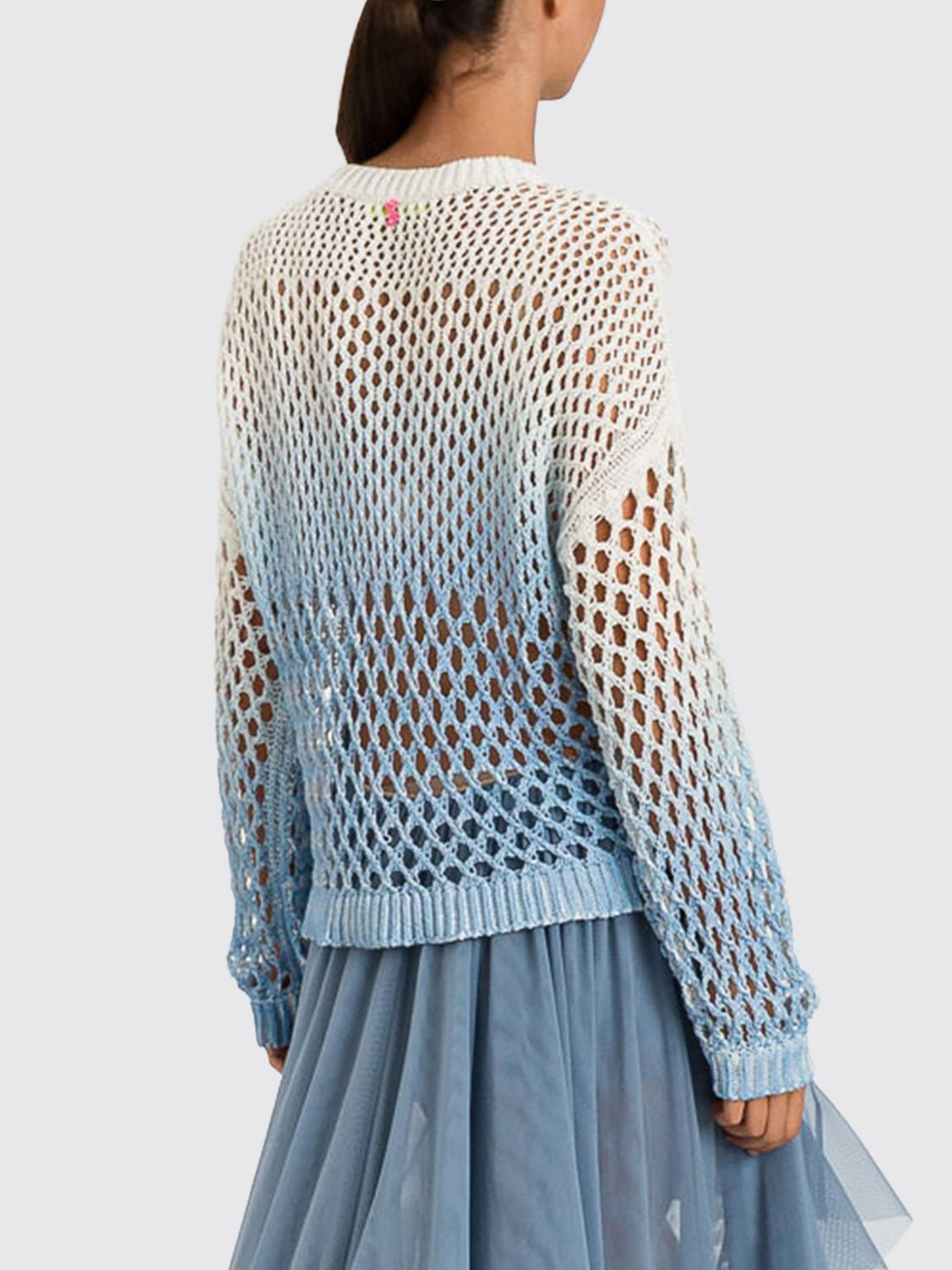 ACTITUDE TWINSET PULLOVER: Actitude Twinset Netz-Baumwollstricktop, Blau - Img 2