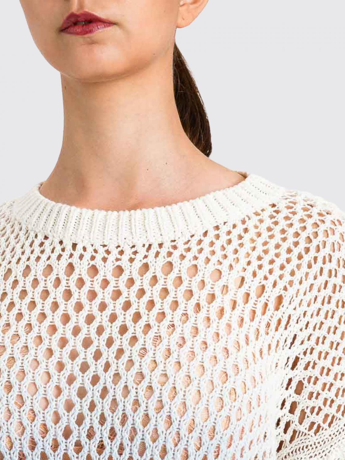 ACTITUDE TWINSET PULLOVER: Actitude Twinset Netz-Baumwollstricktop, Blau - Img 3