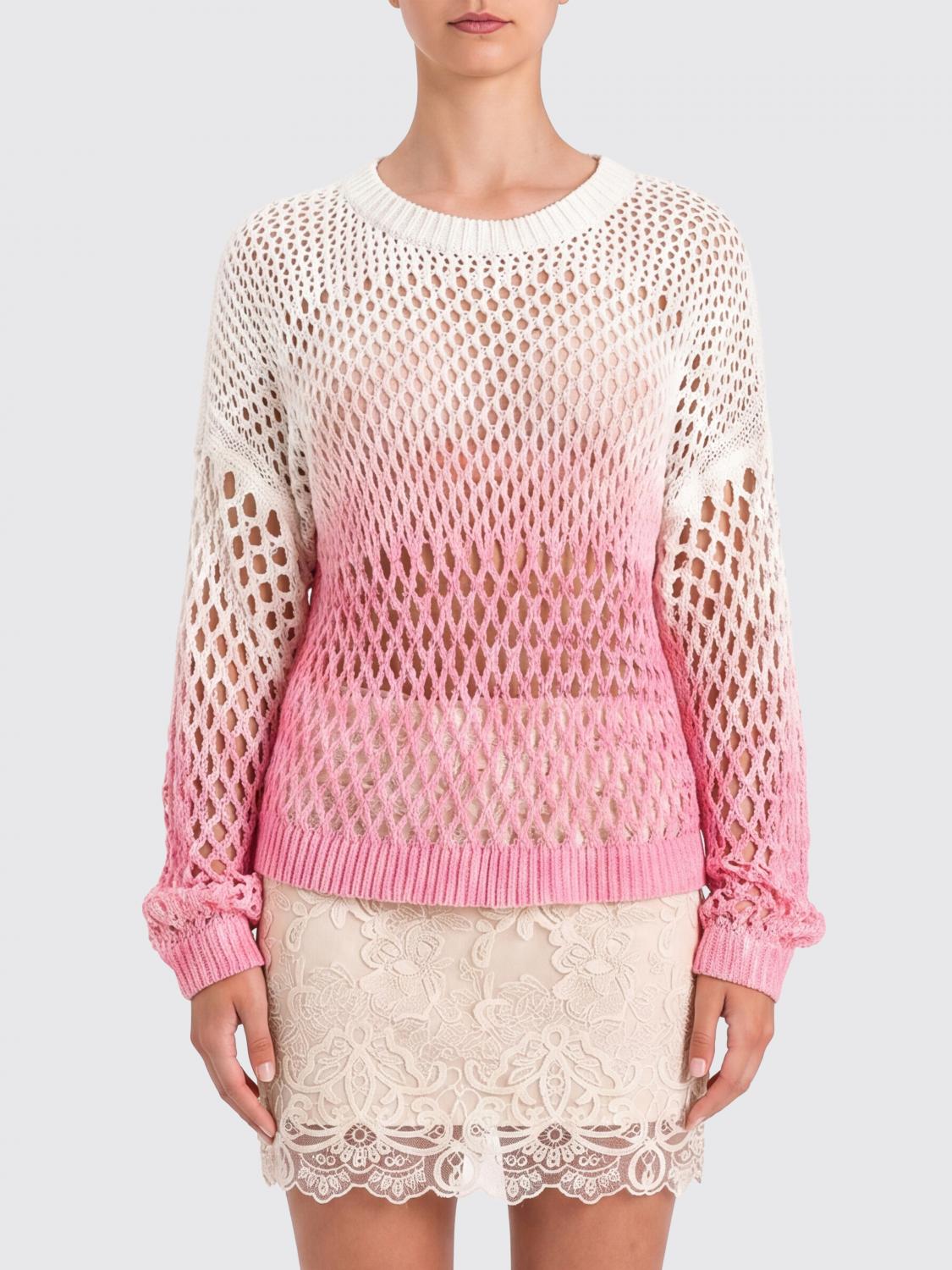 ACTITUDE TWINSET PULLOVER: Actitude Twinset Netz-Baumwollstricktop, Pink - Img 1