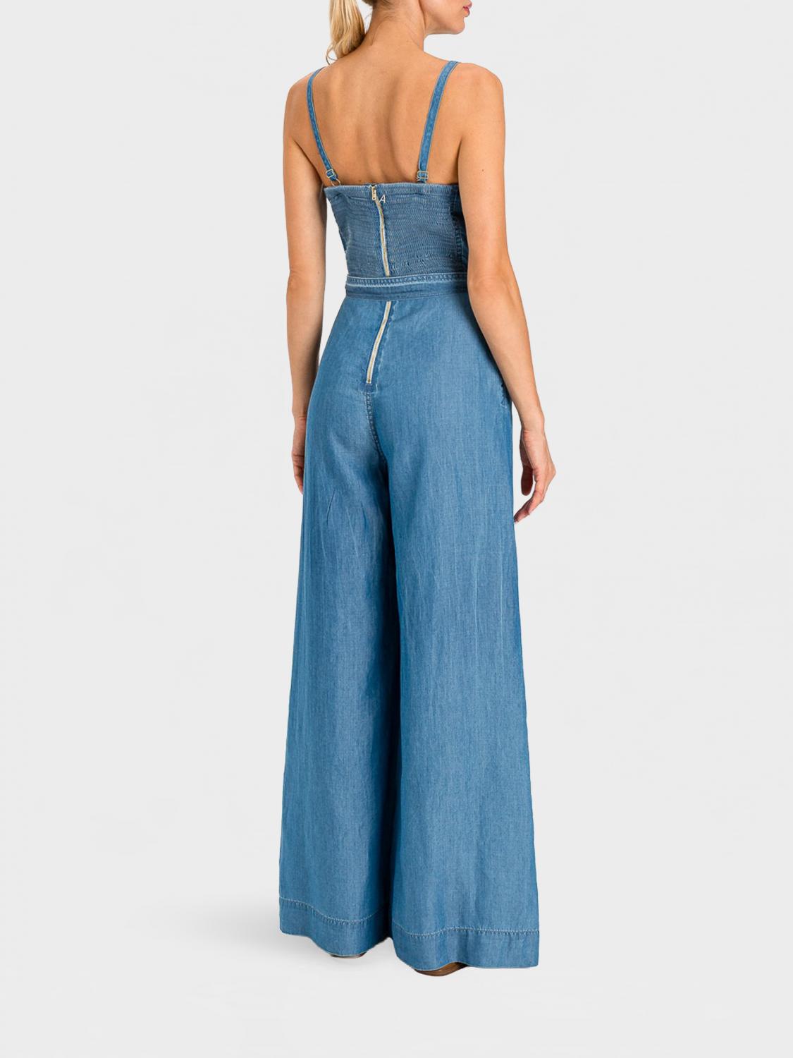 ACTITUDE TWINSET TUTA: Tuta intera Actitude Twinset in lyocell con gamba larga e scollo quadrato, Denim - Img 2
