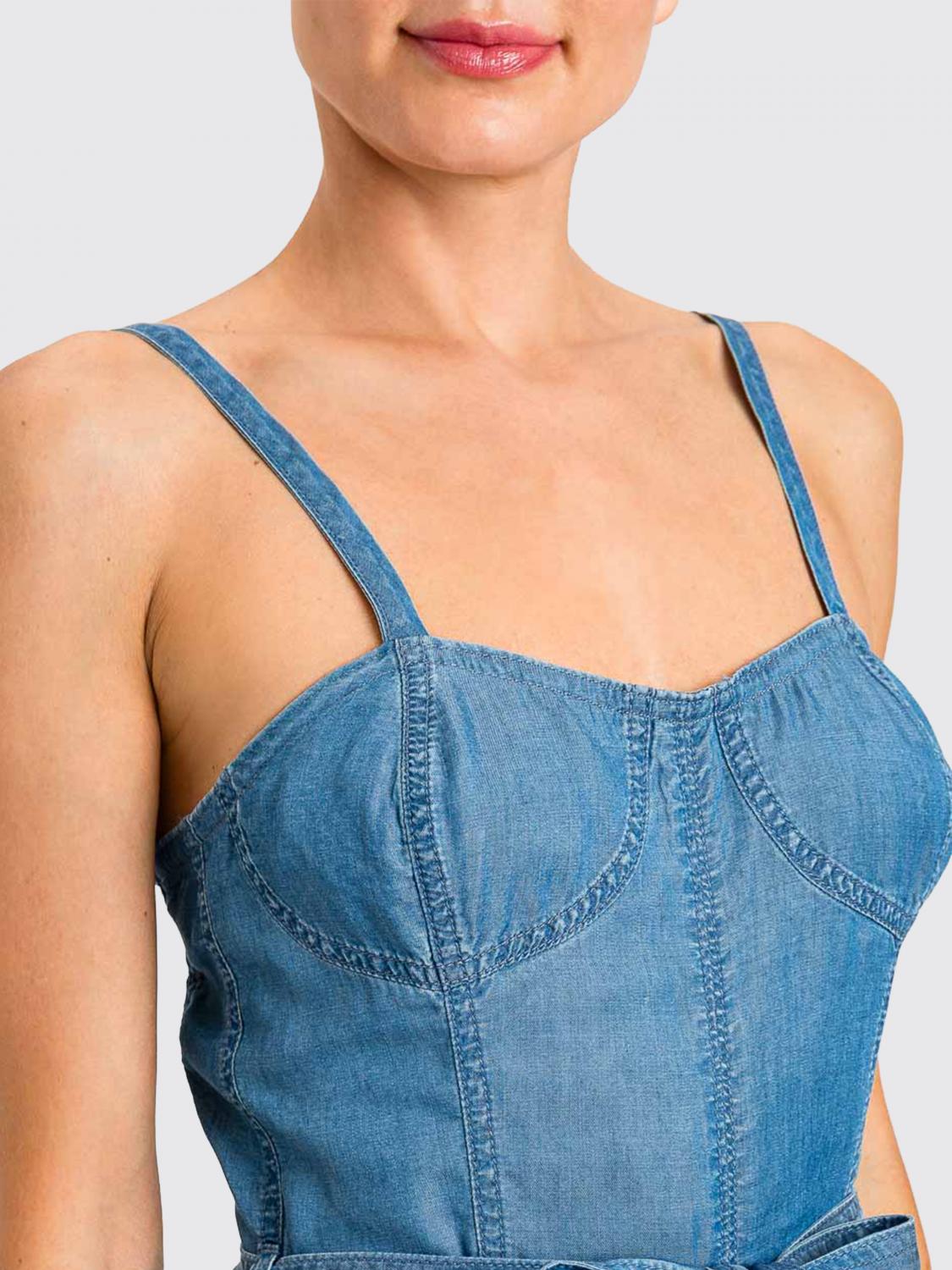 ACTITUDE TWINSET TUTA: Tuta intera Actitude Twinset in lyocell con gamba larga e scollo quadrato, Denim - Img 3