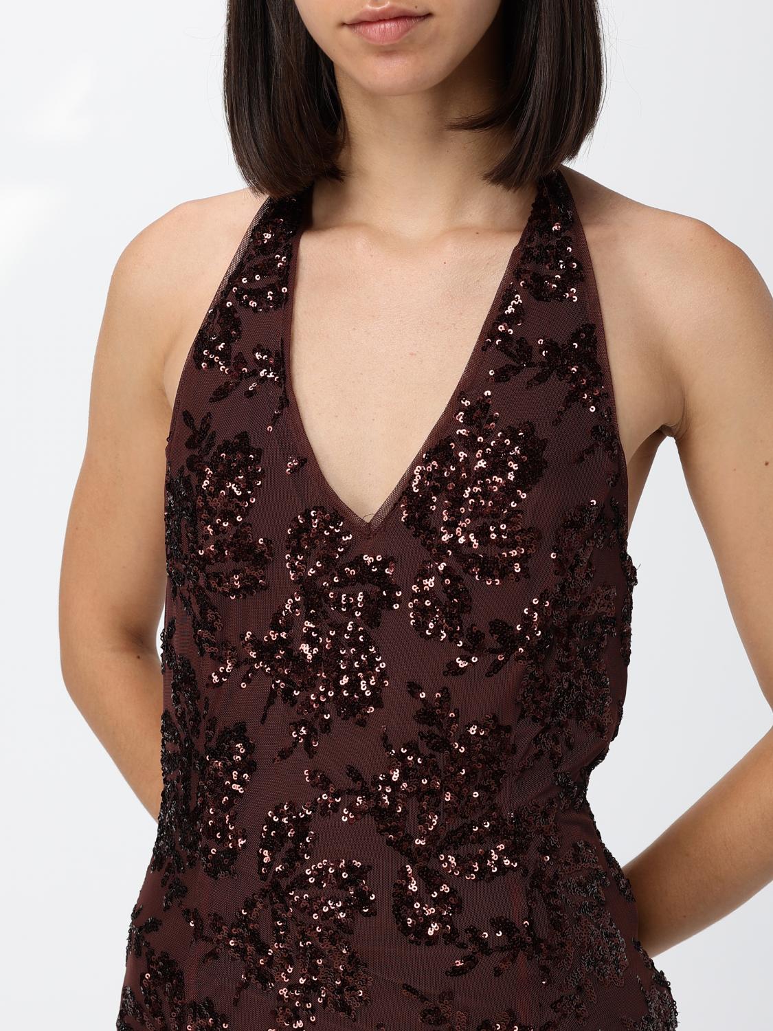 ACTITUDE TWINSET ABITO: Abito in tulle con paillettes Actitude Twinset, Cacao - Img 3