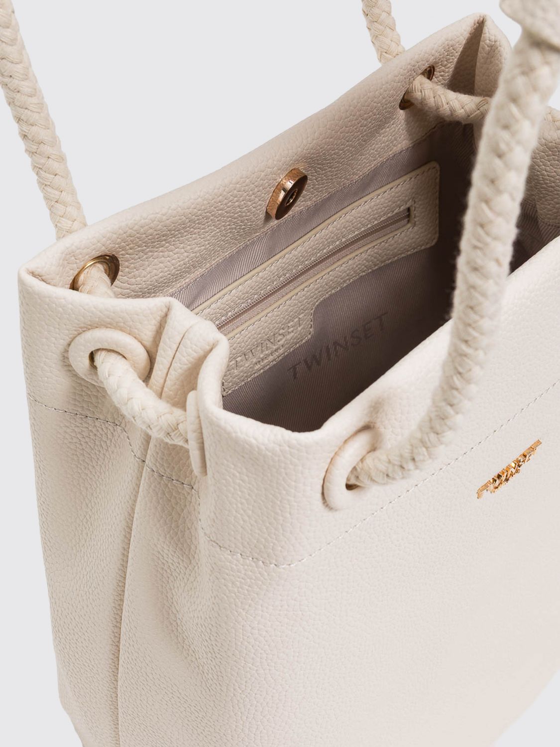 TWINSET BORSA A SPALLA: Borsa Twinset in pelle sintetica a grana , Perla - Img 3