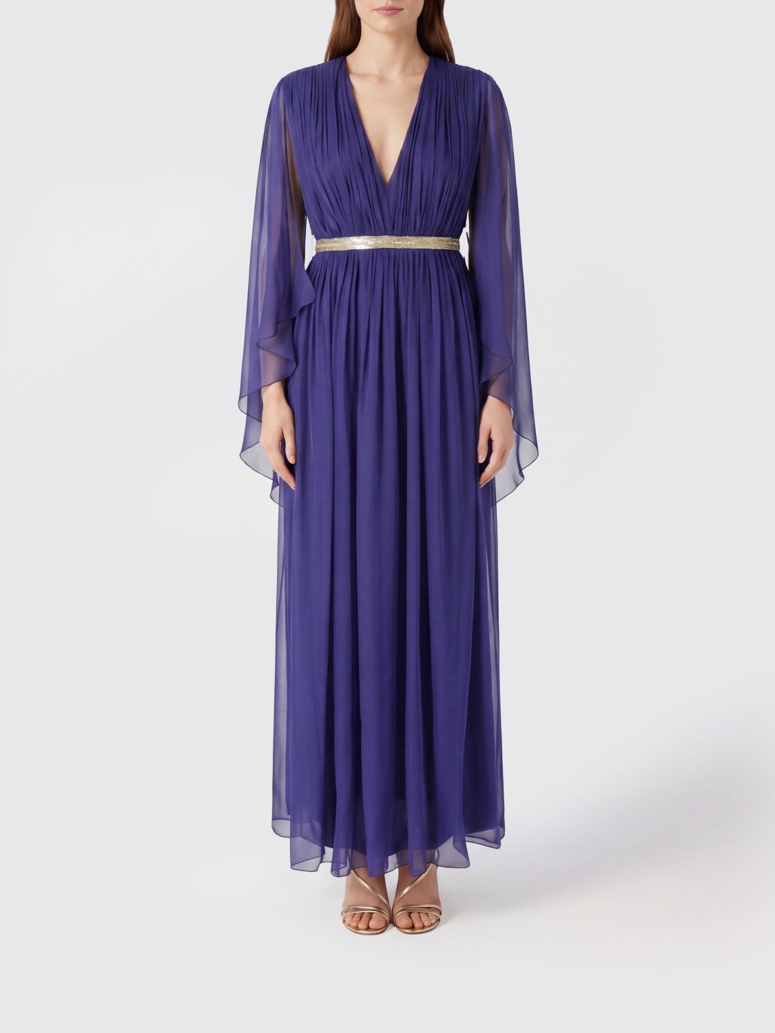 ALBERTA FERRETTI KLEID: Langes Kleid Alberta Ferretti aus plissierter Seide, Blau - Img 1