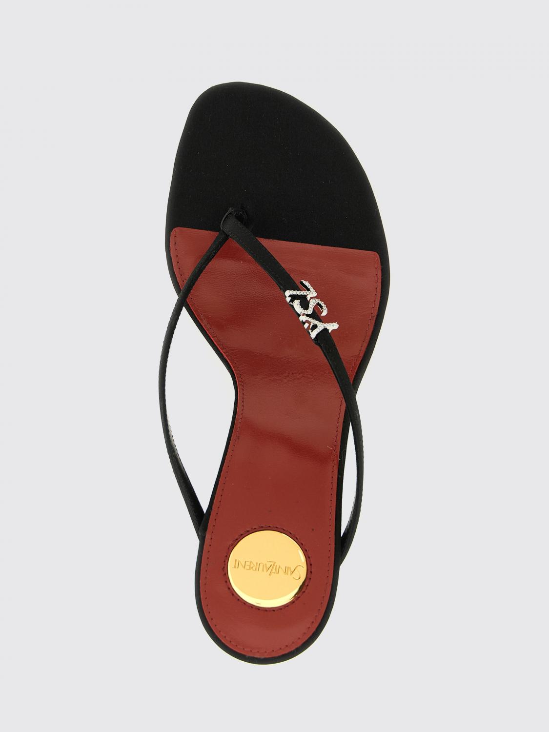 SAINT LAURENT SANDALEN MIT ABSATZ: Jerry Crêpe-Satin-Sandale mit YSL Strass-Monogramm Saint Laurent, Schwarz - Img 4