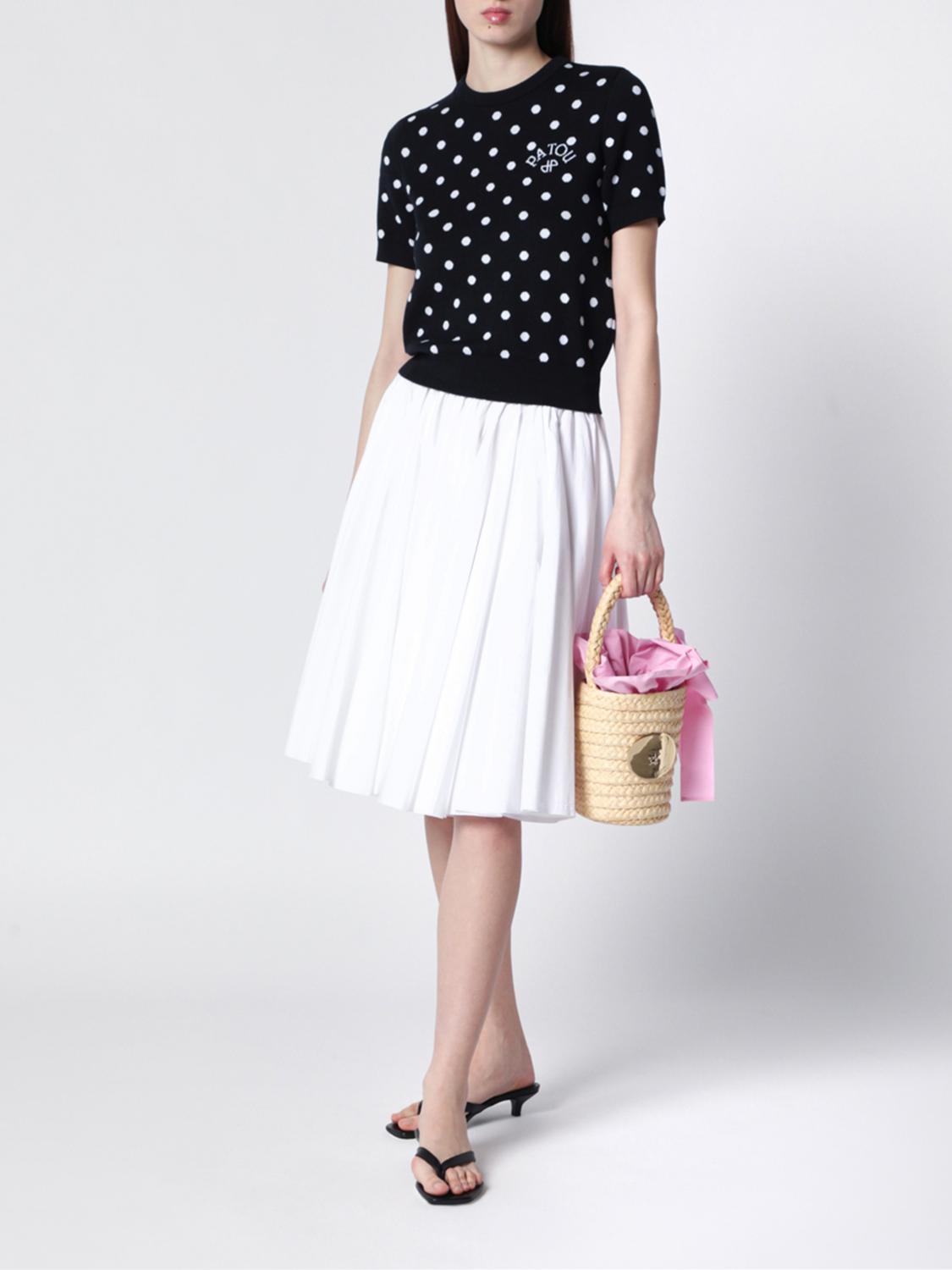 PATOU MAGLIA: Maglia Patou in cotone a pois con logo ricamato , Blue - Img 2