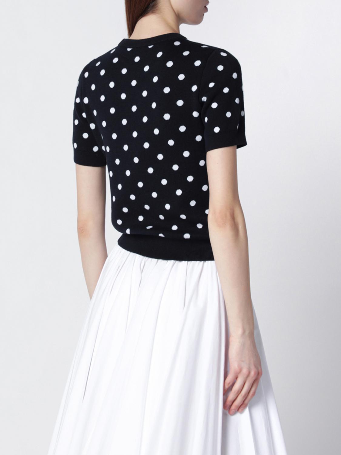 PATOU MAGLIA: Maglia Patou in cotone a pois con logo ricamato , Blue - Img 3