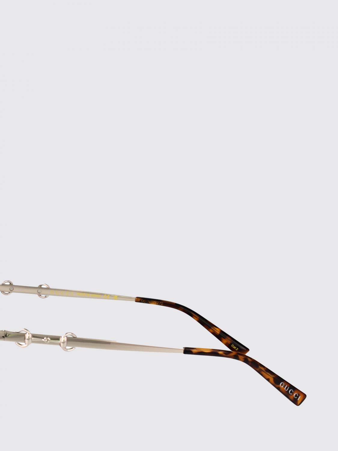 GUCCI OCCHIALI DA SOLE: Occhiali da sole Gucci cat-eye in metallo con dettaglio Horsebit sulle aste, Silver - Img 3