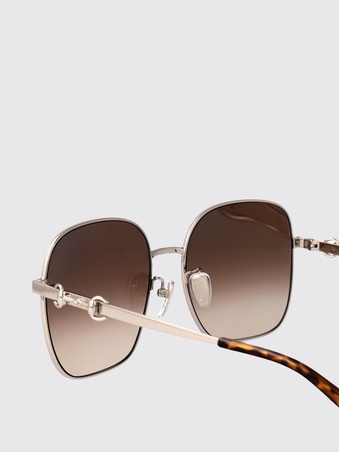 GUCCI OCCHIALI DA SOLE: Occhiali da sole Gucci cat-eye in metallo con dettaglio Horsebit sulle aste, Silver - Img 4