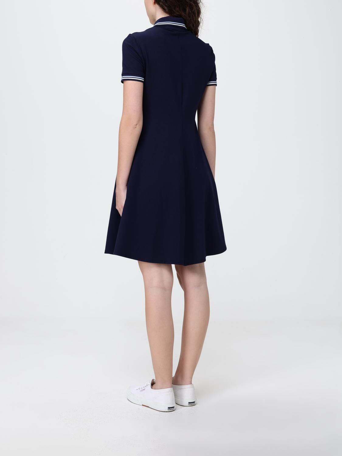 LACOSTE ABITO: Mini abito a polo Lacoste in cotone organico con maniche corte e logo a contrasto, Blue - Img 2
