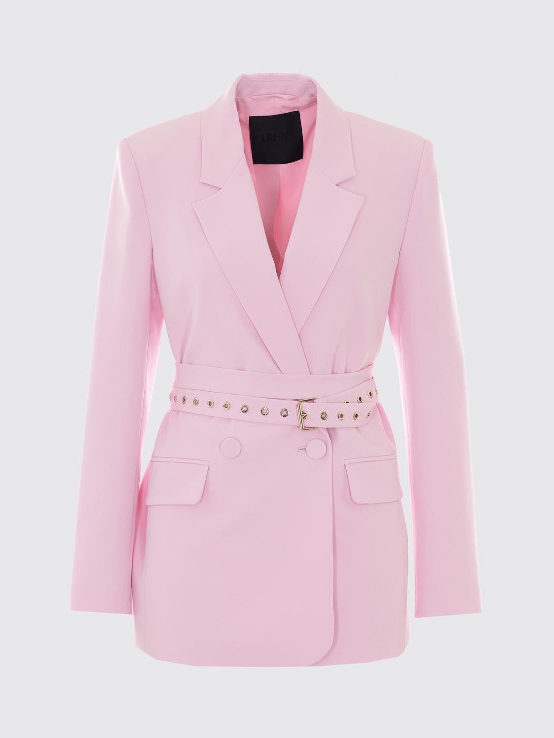 LIU JO CHAQUETA: Blazer cruzada de crepé Liu Jo con cinturón y cuello con solapa, Rosa - Img 2