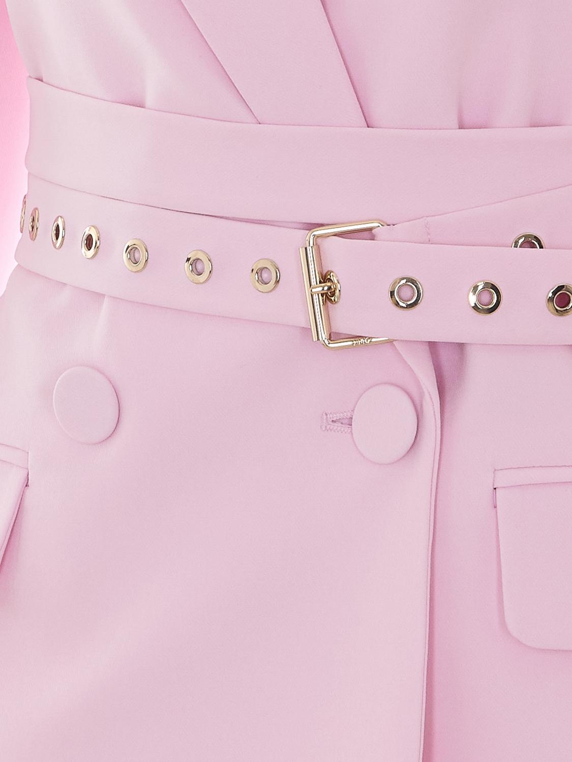 LIU JO CHAQUETA: Blazer cruzada de crepé Liu Jo con cinturón y cuello con solapa, Rosa - Img 4