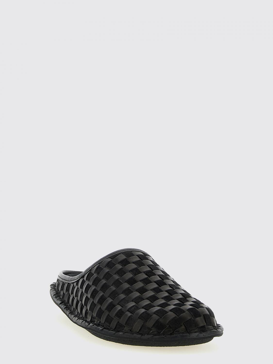 COMME DES GARÇONS SHOES: Viba x Comme Des Garçons Woven Leather Mules, Black - Img 2